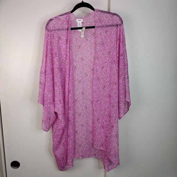 aerie Other - NEW Aerie Bandana Paisley Print Chiffon Cape Coverup Women Size OS One Size Pink